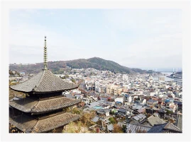天寧寺、海雲塔を含む尾道を上から見下ろした風景